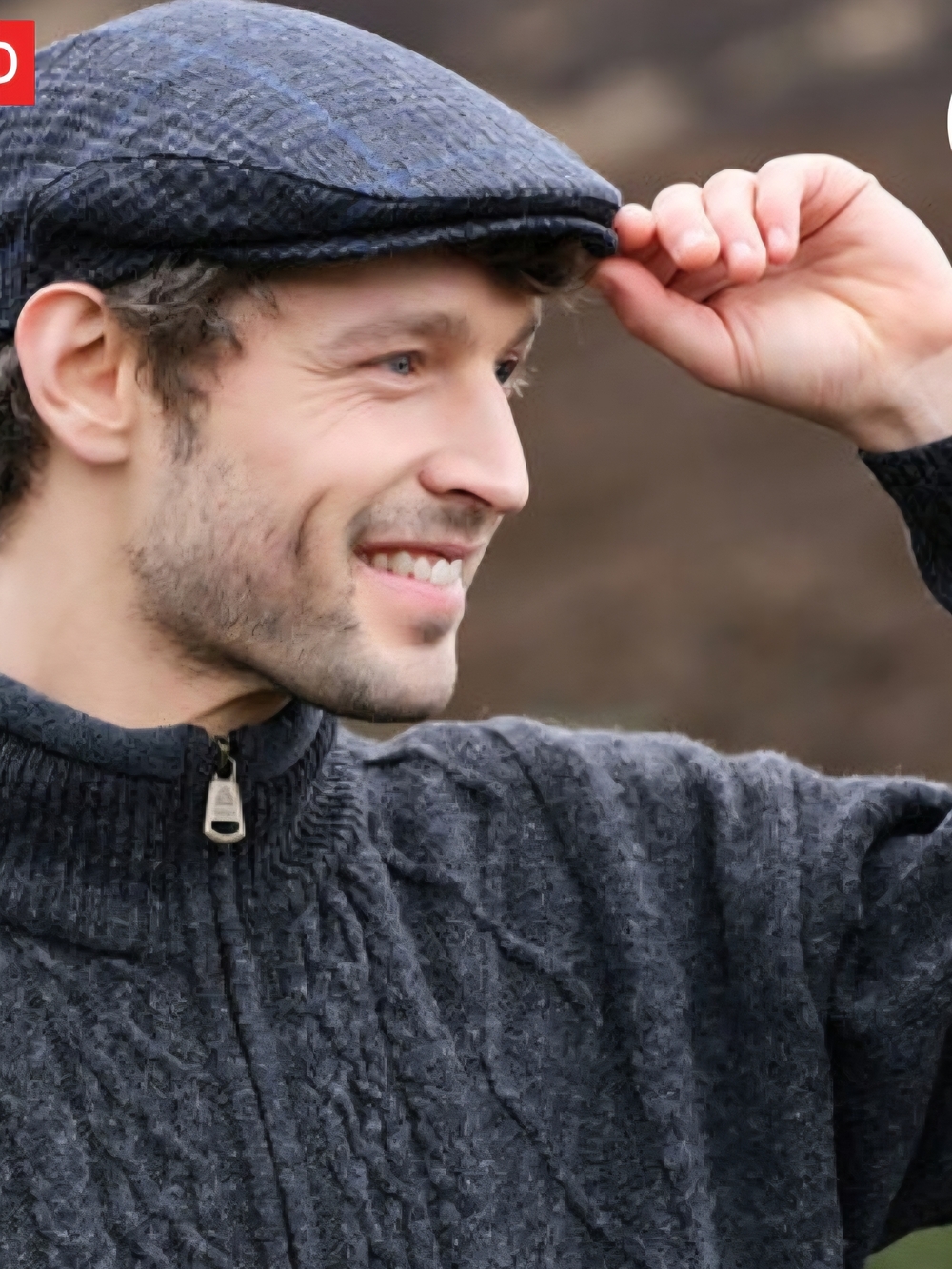 The Irish Store Wool Men's Flat Cap in Navy Blue - Classic Tweed Hat Large